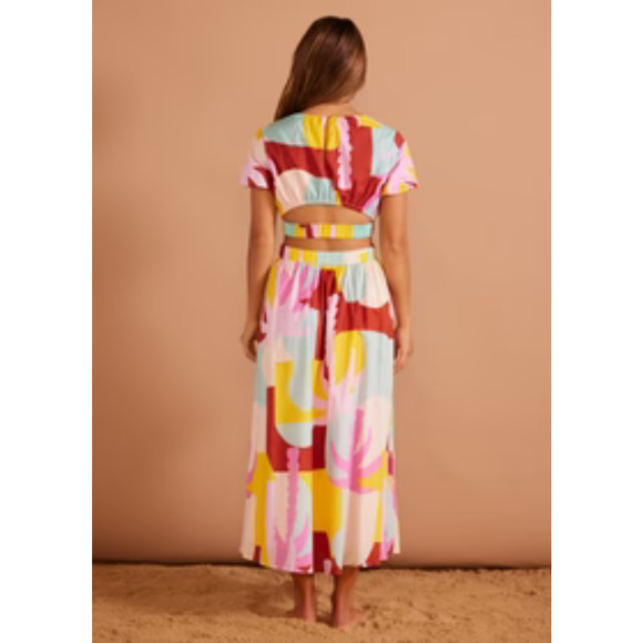 NWT MINKPINK SUMMER BLOWOUT PALMERA TROPICAL MAXI SKIRT W POCKETS XL MSRP $129 - Picture 2 of 3